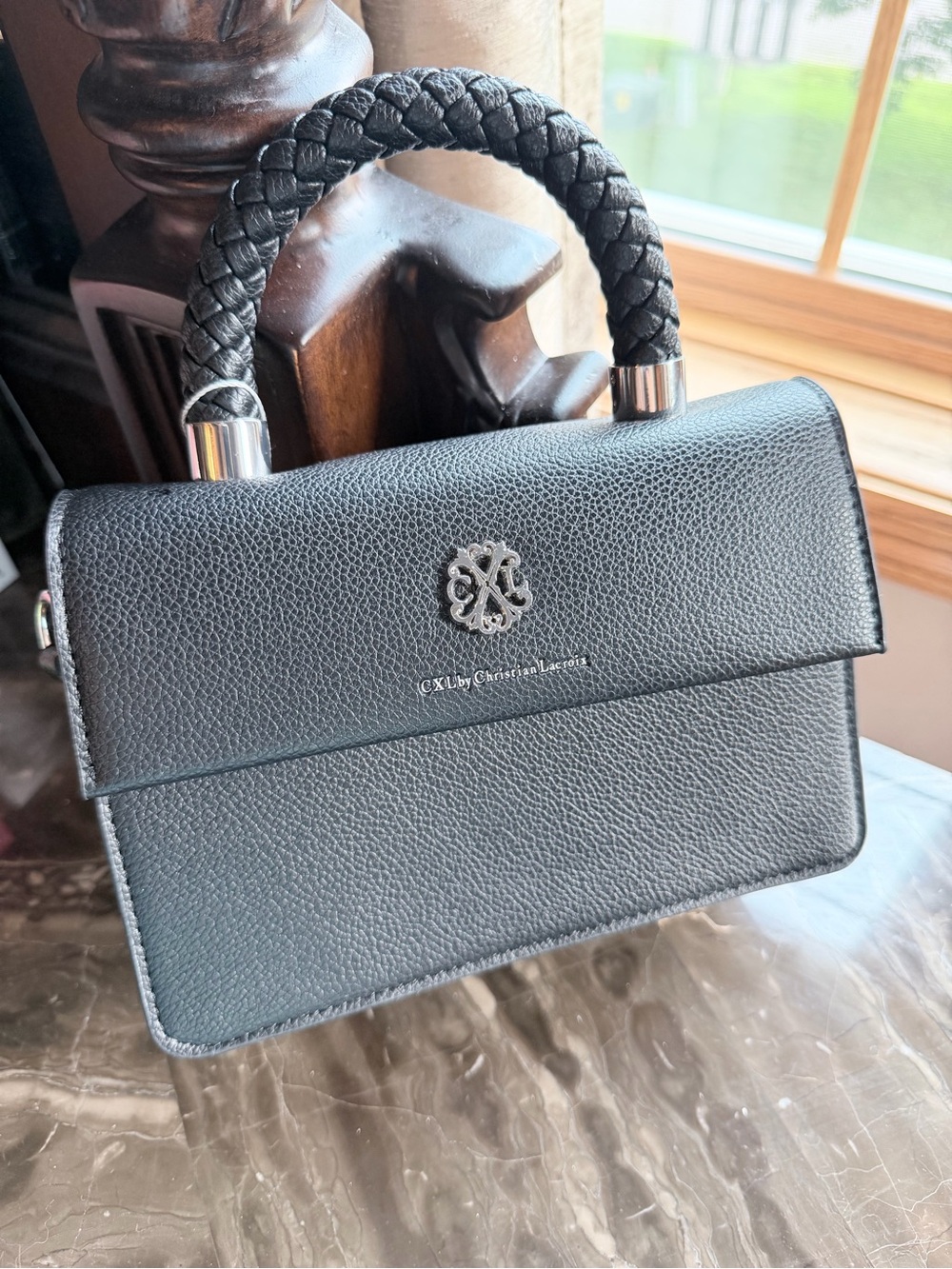 Christian Lacroix Black Braided-Handle Top Handle Briefcase